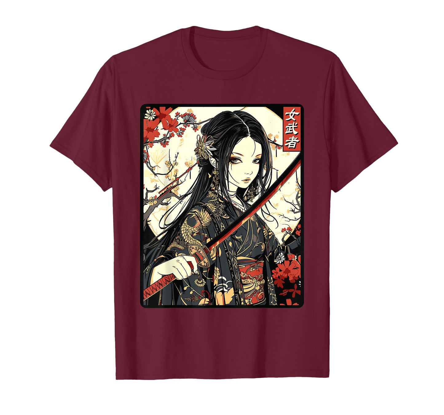 Japanese Gothic Samurai Art Woman With Katana Sword T-Shirt