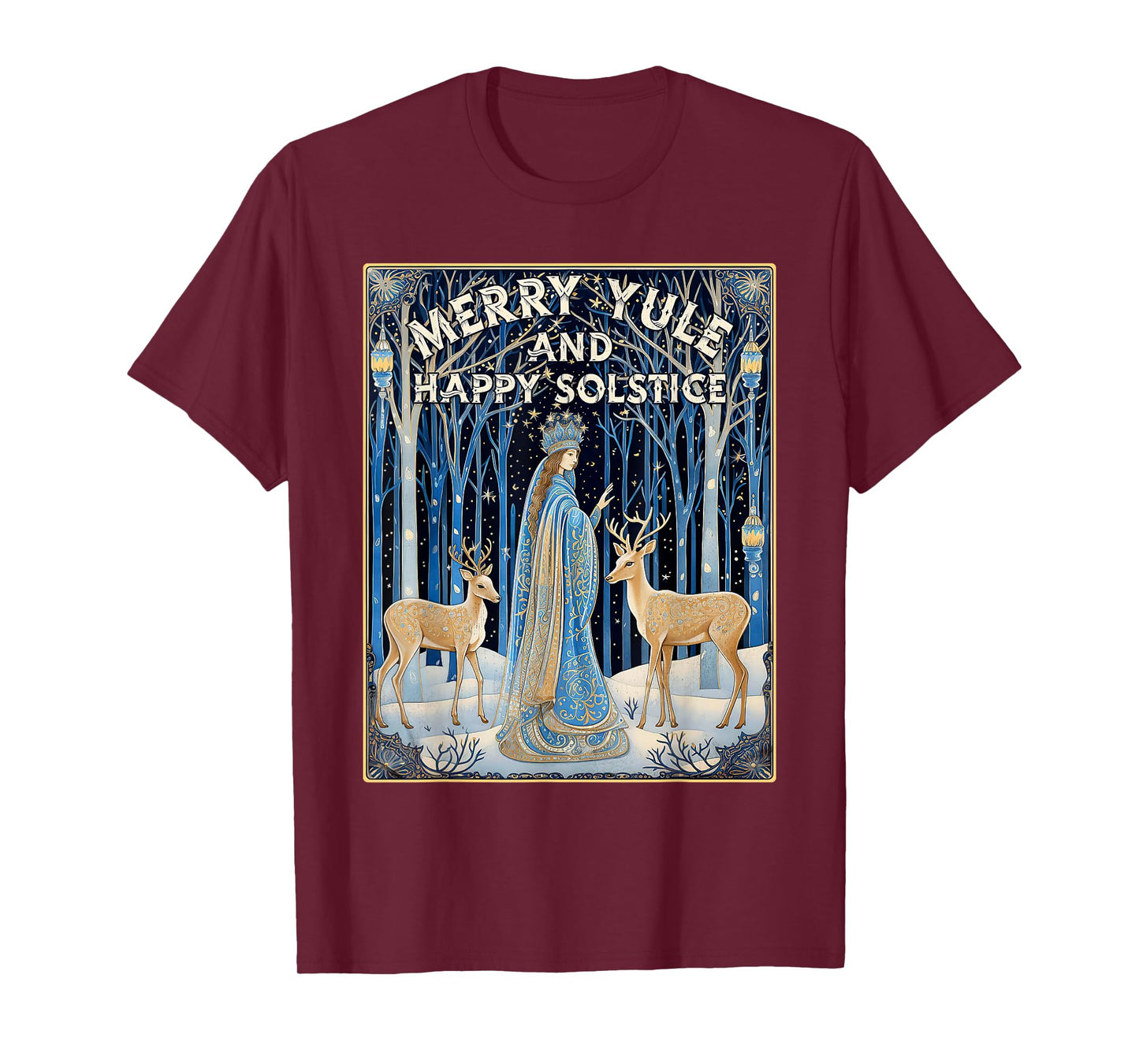 Merry Yule And Happy Winter Solstice Deer Christmas Gothic T-Shirt