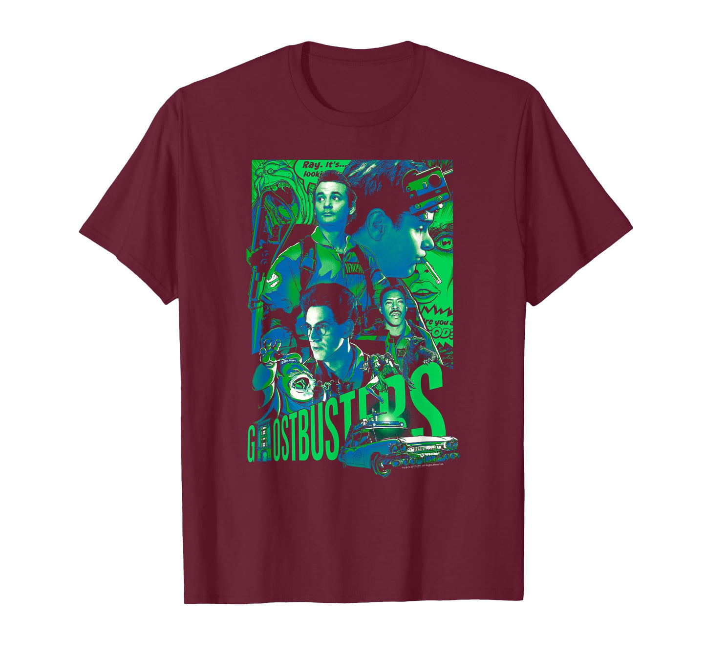 Ghostbusters Joshua Budich Illustrated Poster Retro Movie T-Shirt