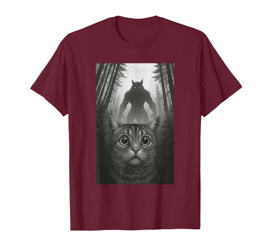Cat Selfie With Werewolf Funny T-Shirt
