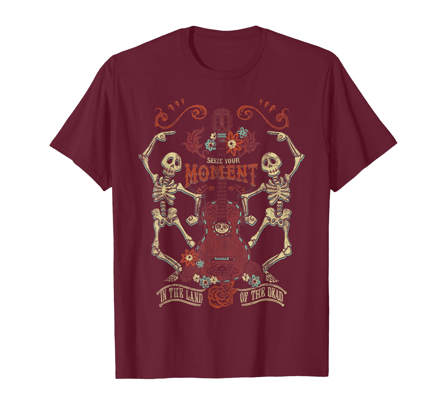 Disney Pixar Coco Seize Your Moment Skeletons & Guitar Logo T-Shirt