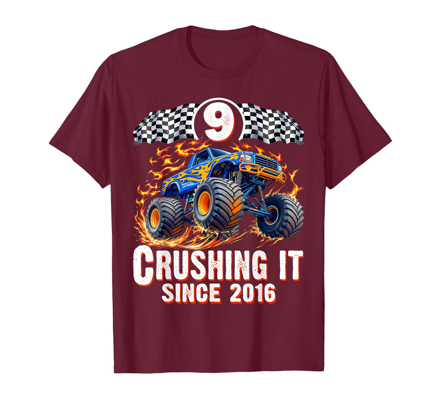 Birthday Monster Truck 9 years Old Boys 9th Party Born 2016 T-Shirt