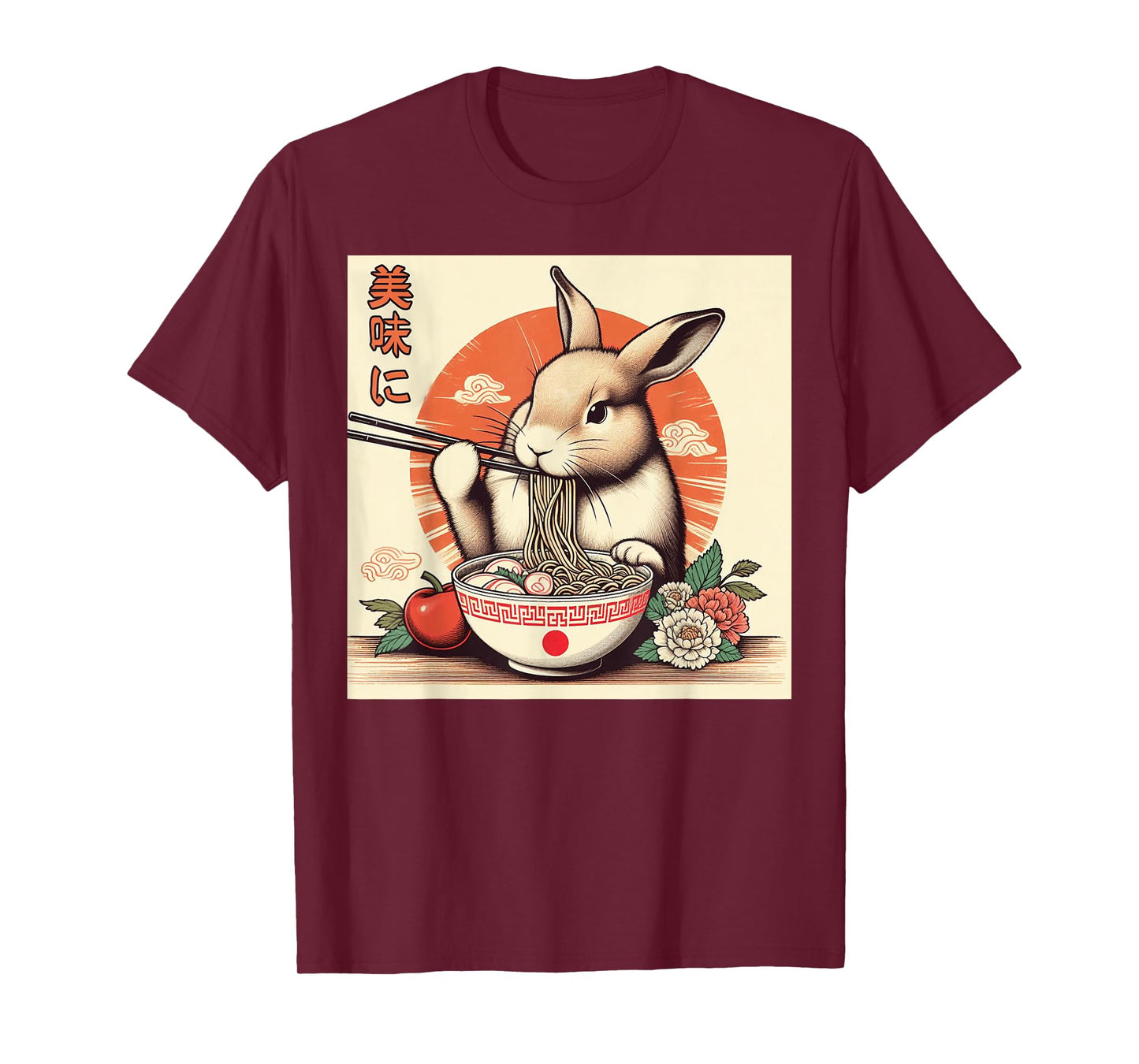 Funny Rabbits Eating Ramen Japanese Monster Lover Birthday T-Shirt