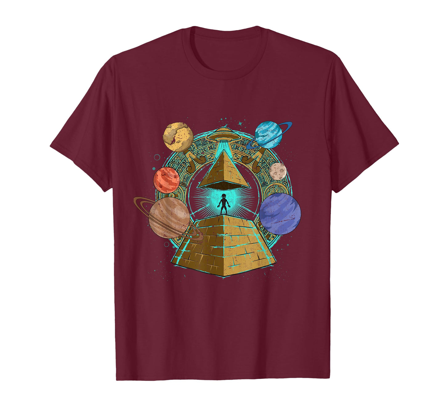 UFO Abduction Egyptian Pyramids Space Science Sci Fi Alien T-Shirt