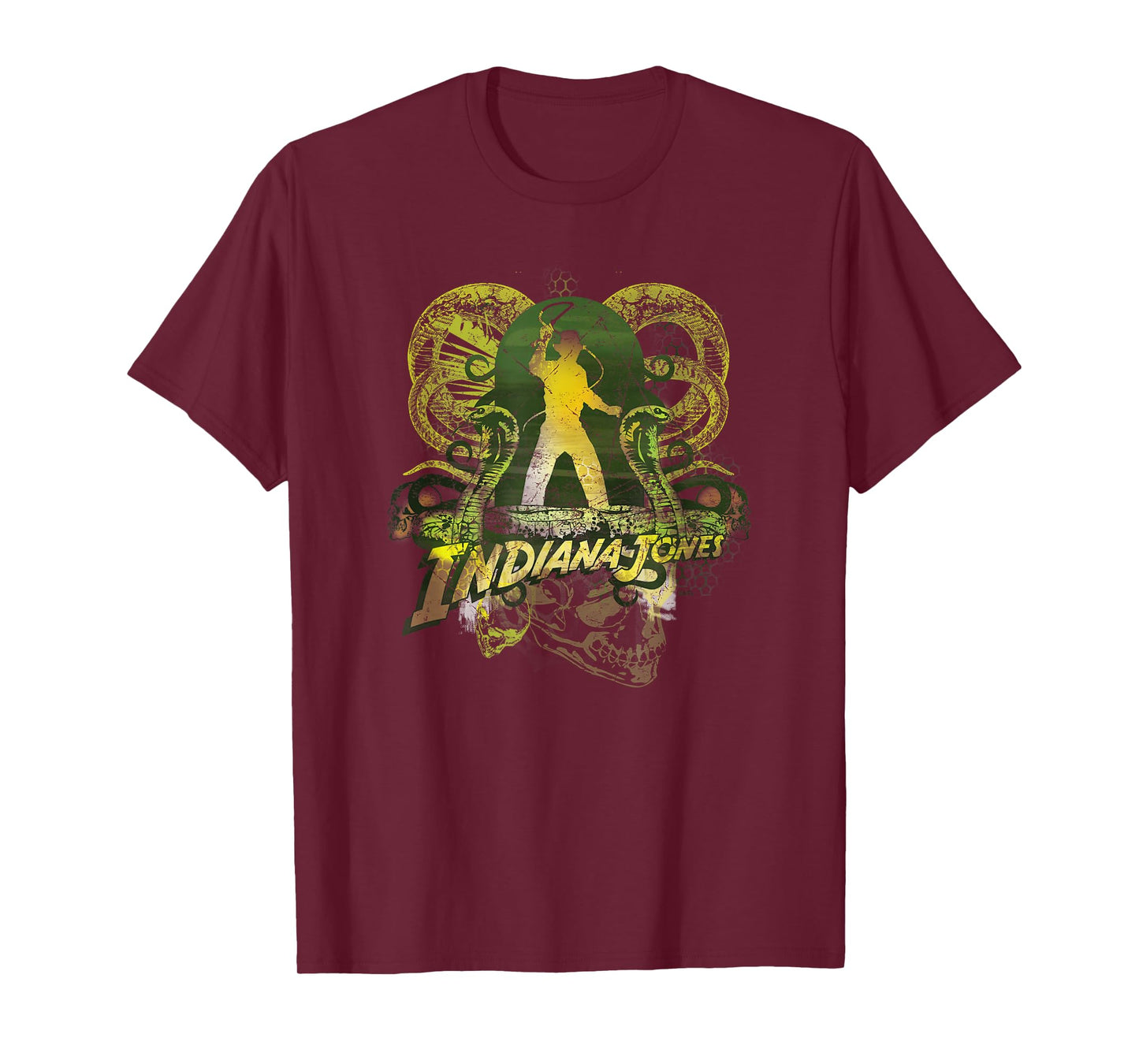 Lucasfilm Indiana Jones Snakes and Skulls Adventure Vintage T-Shirt