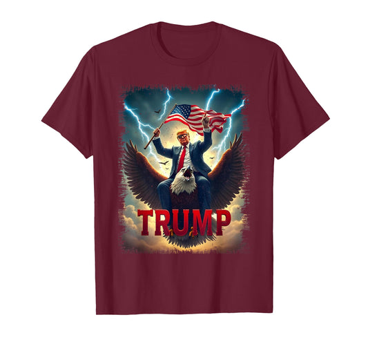 Vintage President Trump Riding an Eagle. Patriotic Political T-Shirt