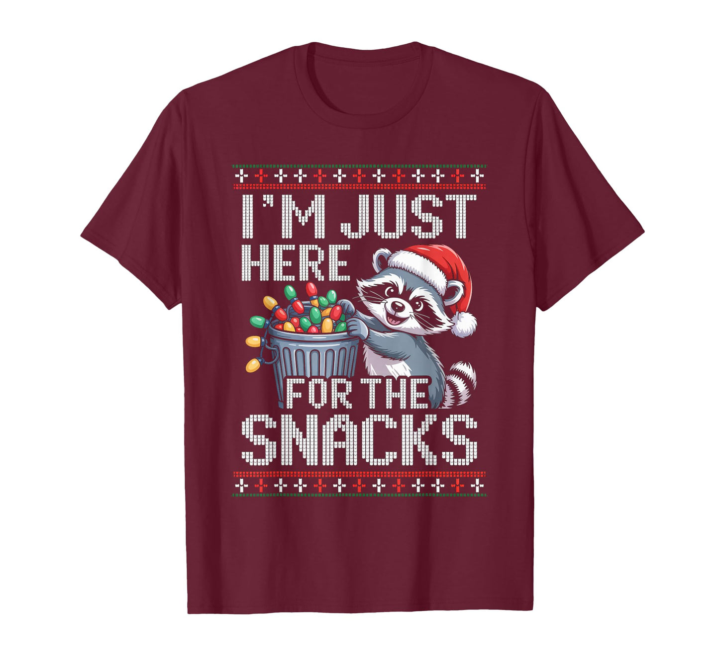 I’m Just Here for The Snacks Raccoon Christmas Ugly Sweater T-Shirt