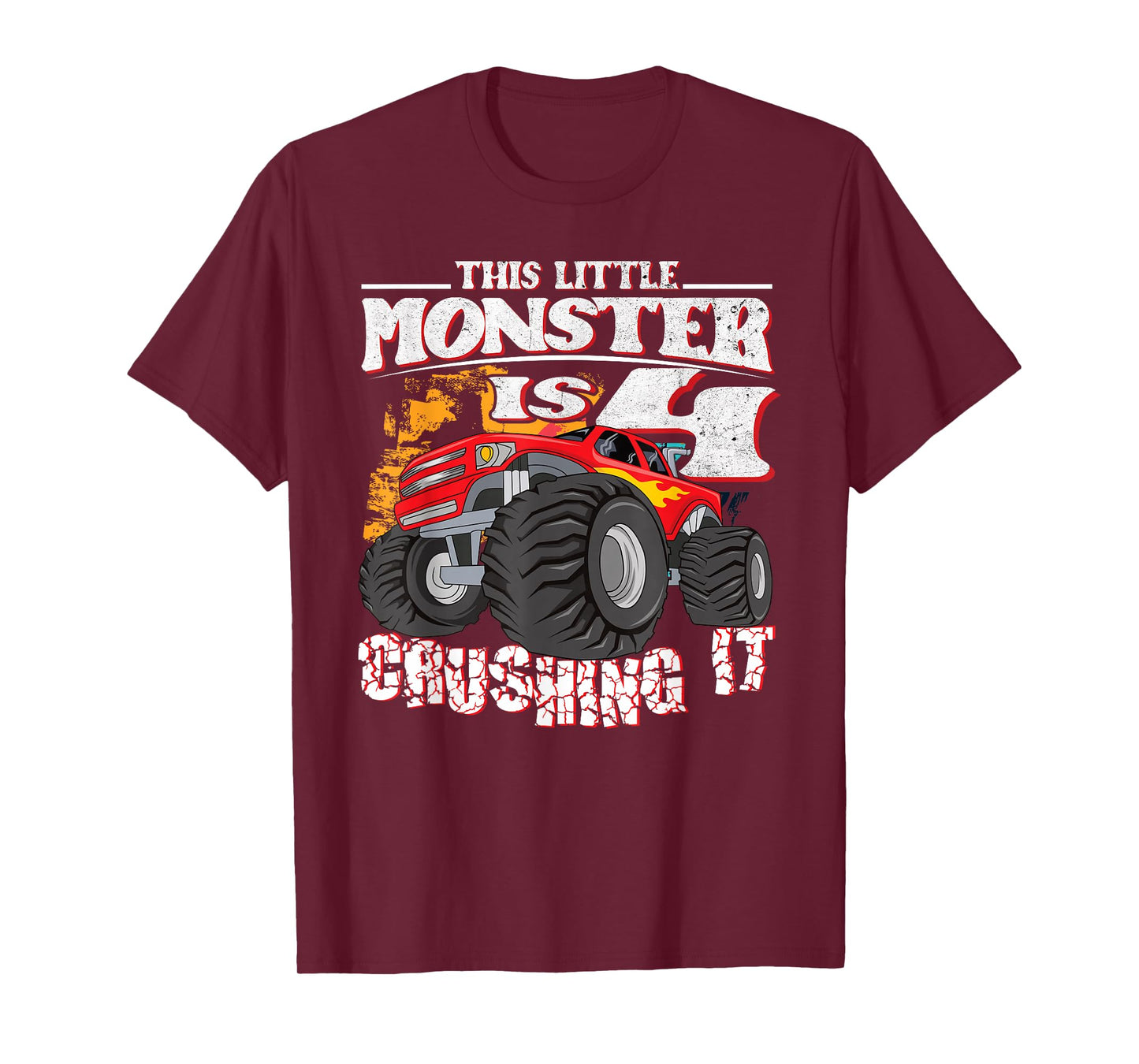 4th Birthday Kids This Little Monster Truck T-Shirt