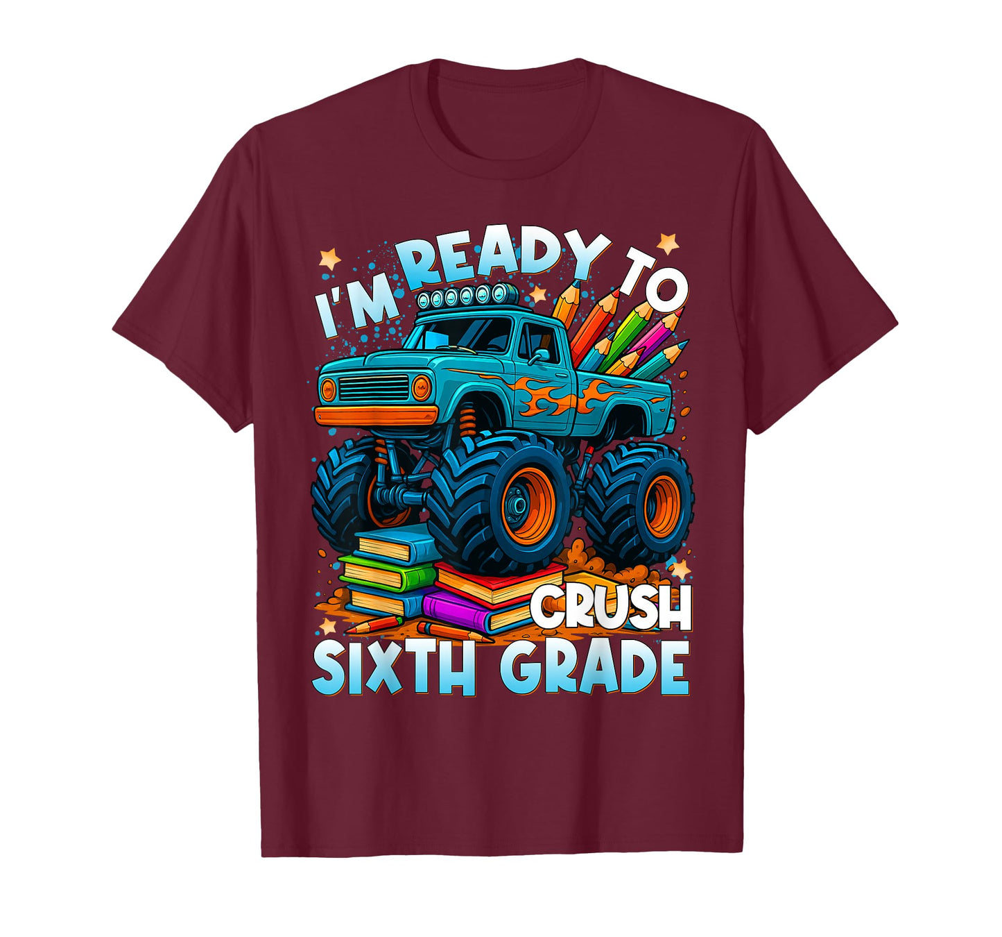 Back to School Ready to Crush 6th Grade Monster Truck Boys T-Shirt