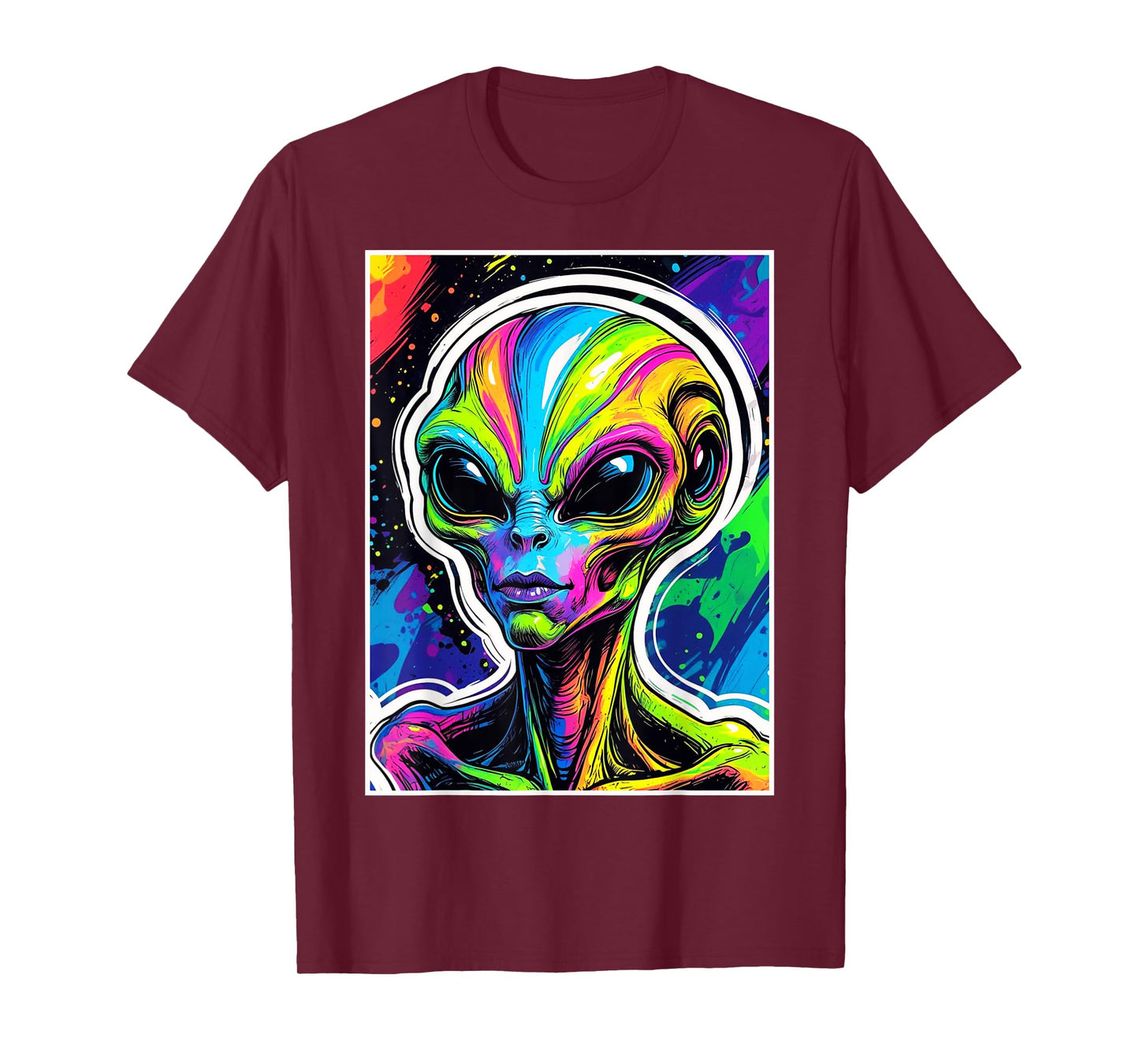 Alien Head Design Colorful Alien Rave Believe Ufo Believer T-Shirt