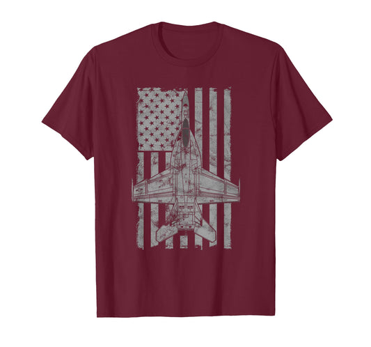 F-18 F/A-18E Super Hornet Jet Airplane Vintage Flag T-Shirt T-Shirt