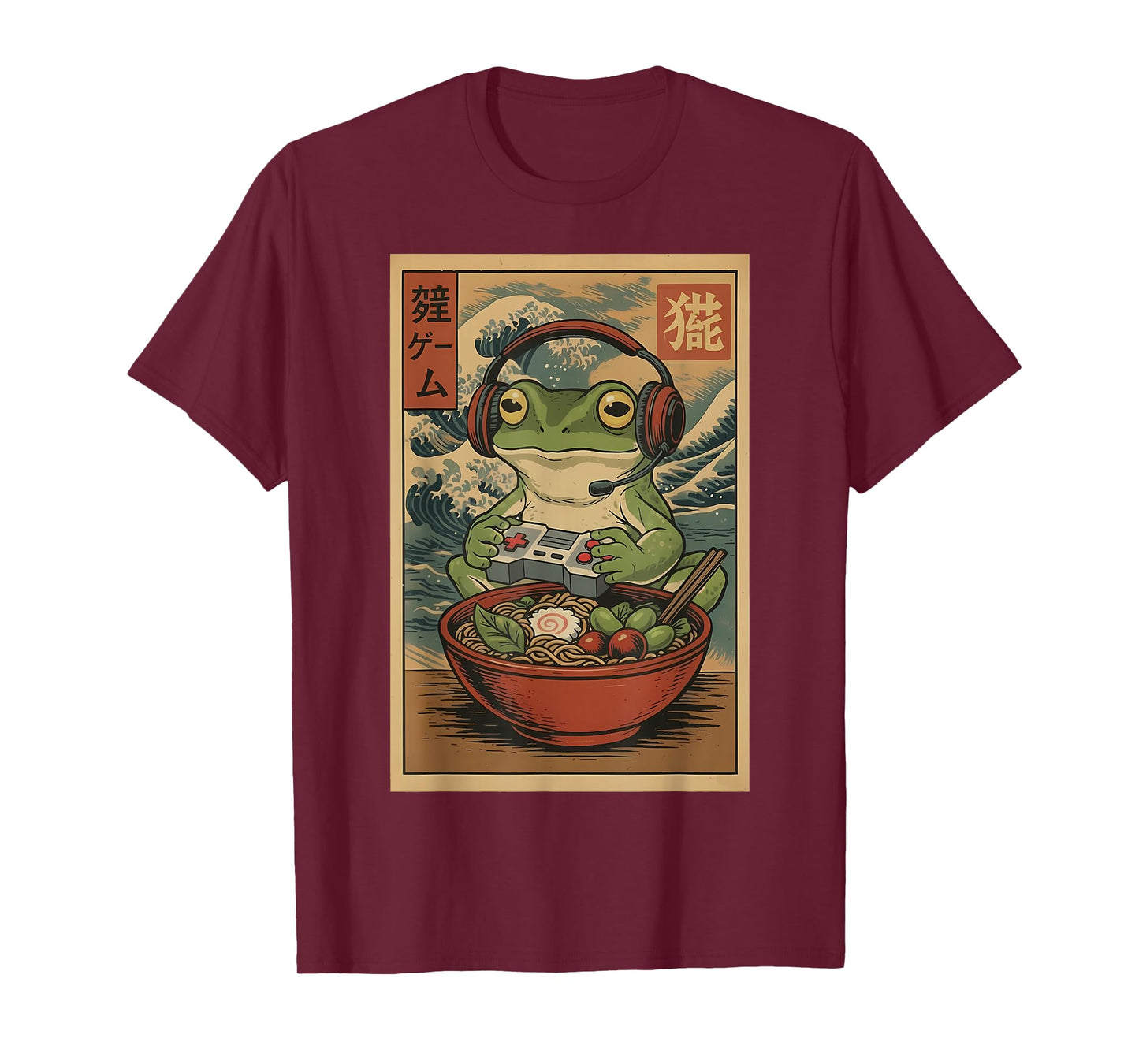 Cute Kawaii Japanese Gamer Frog Ramen Anime Art T-Shirt