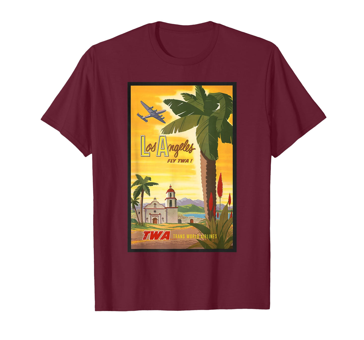Los Angeles Fly TWA Retro Vintage Poster Design T-Shirt