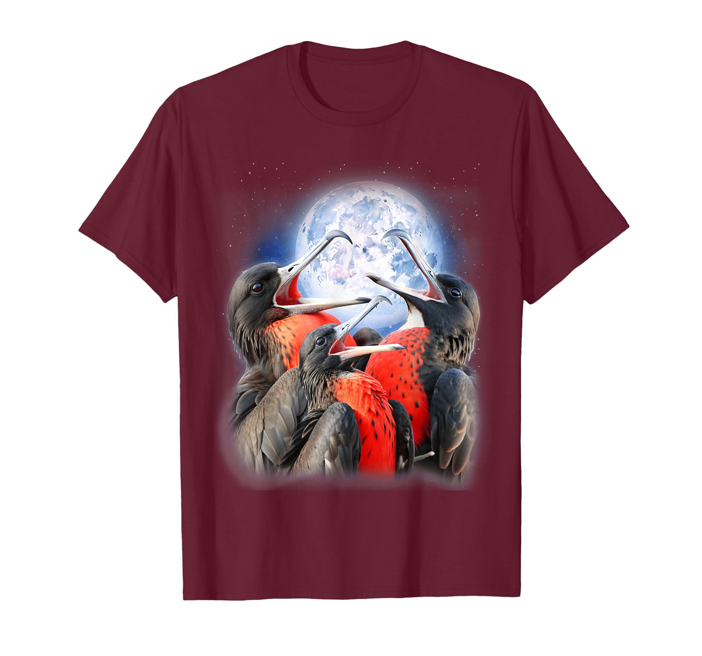 3 Frigate Birds Howling At The Moon Funny Bird Lover Birder T-Shirt