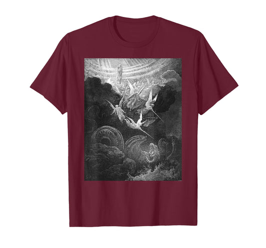 Gustave Dore Archangel Michael and Angels Fighting Dragon T-Shirt