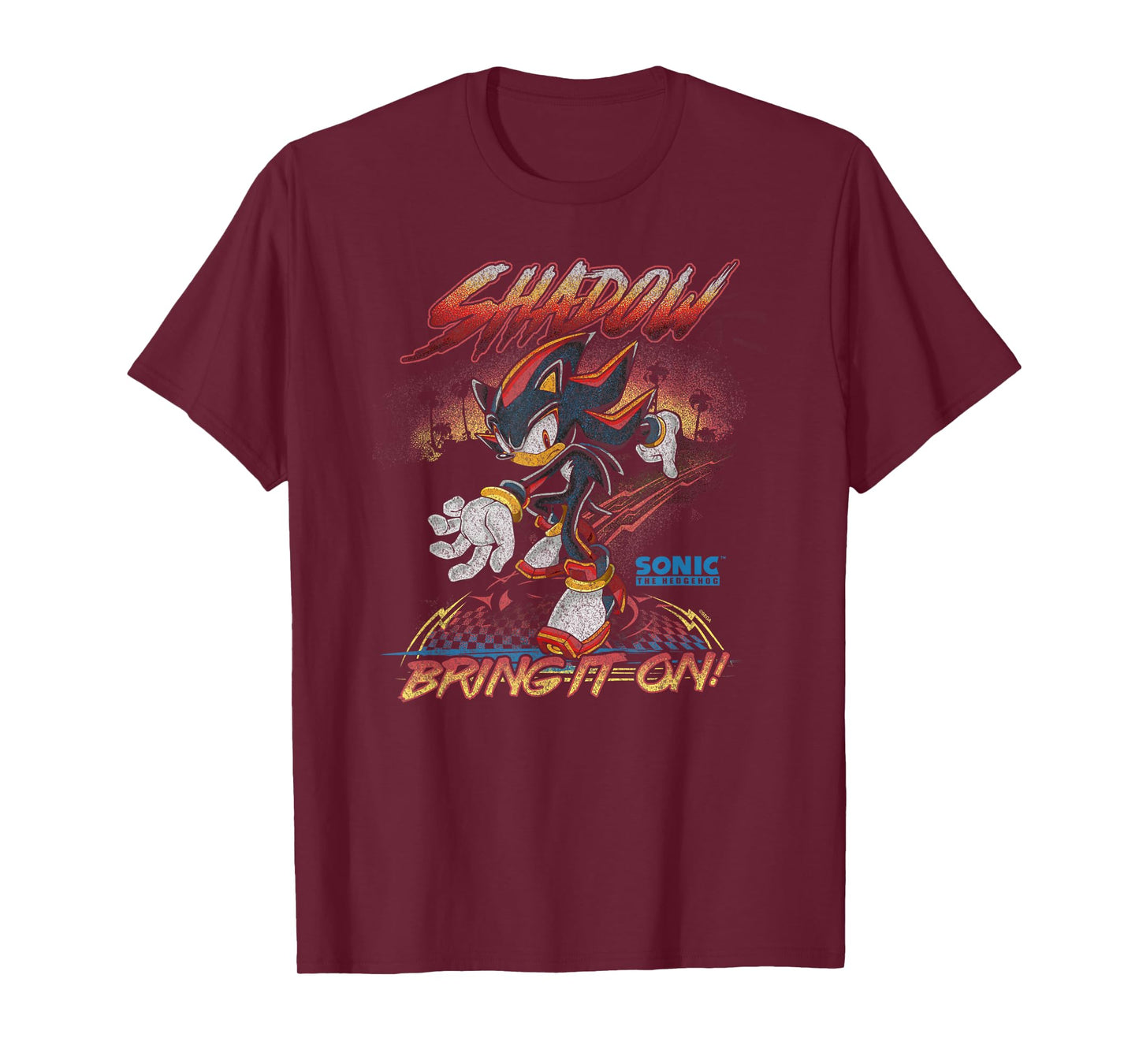Sonic The Hedgehog Shadow Bring It On! Distressed Poster T-Shirt