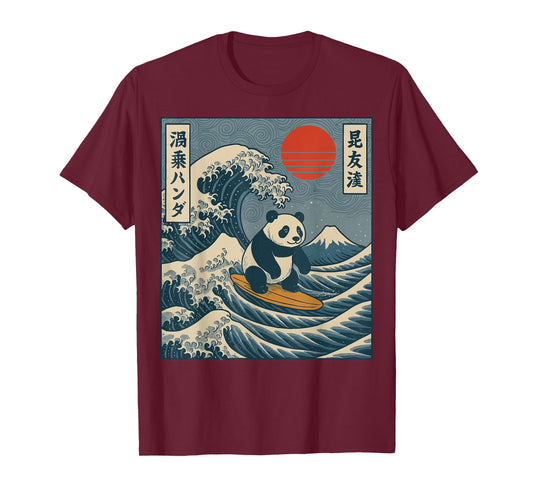 Panda Surfing Japanese T-Shirt