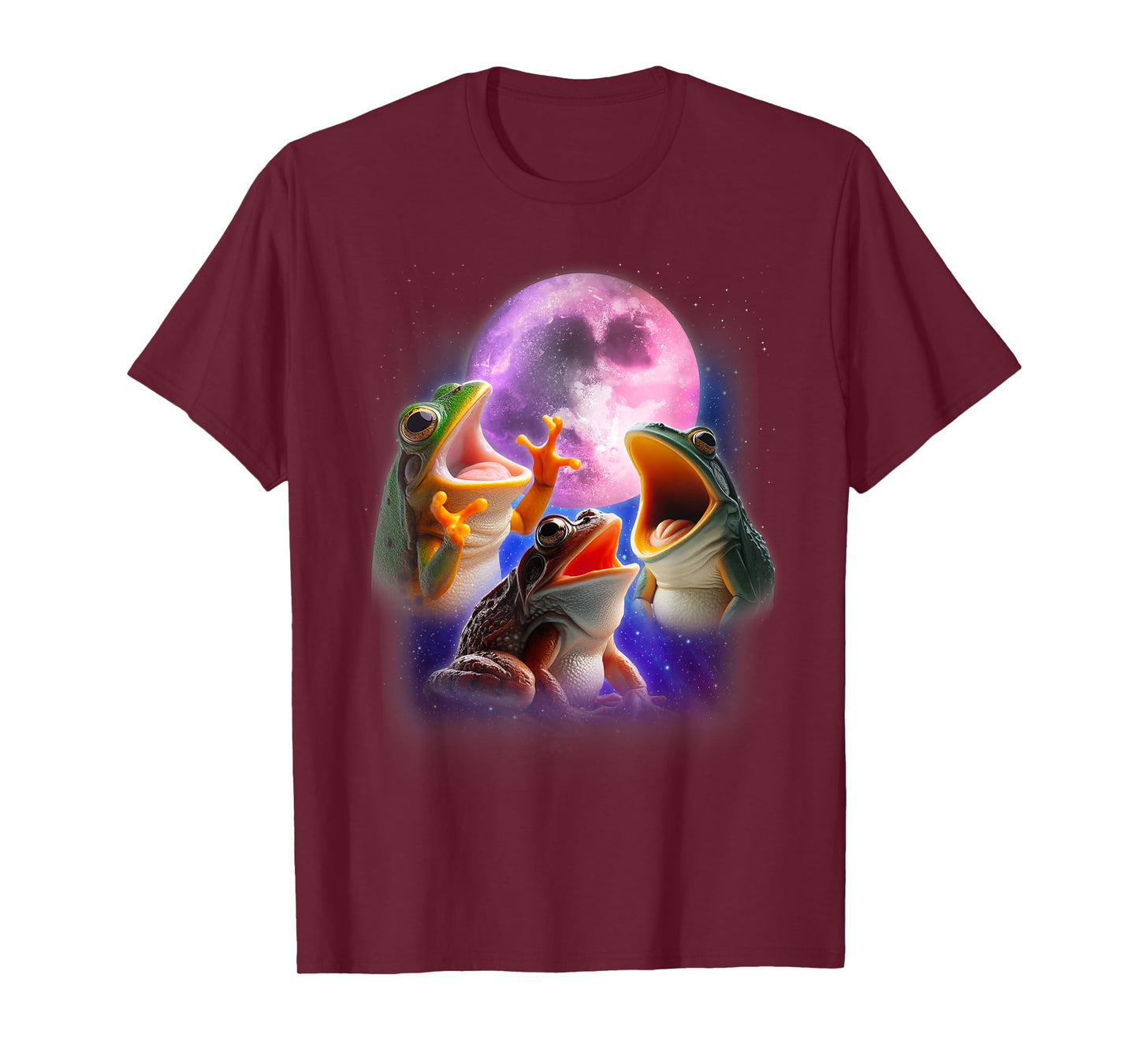 3 Frog Howling At The Moon Funny Frog Lover Toad Amphibian T-Shirt