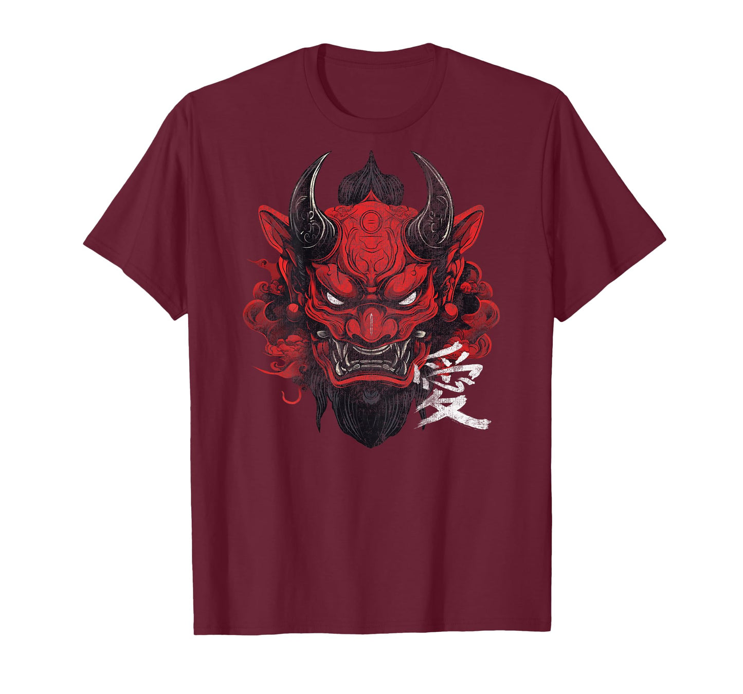 Japanese Traditional Oni Demon Mask Japan Kanji Art Back T-Shirt