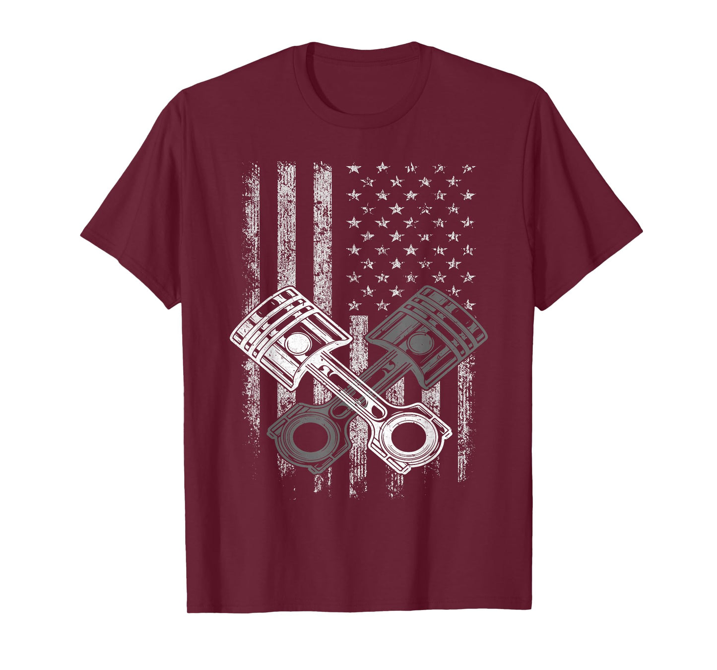 Car Mechanic Piston US Flag Auto Engine Patriot Garage Guy T-Shirt