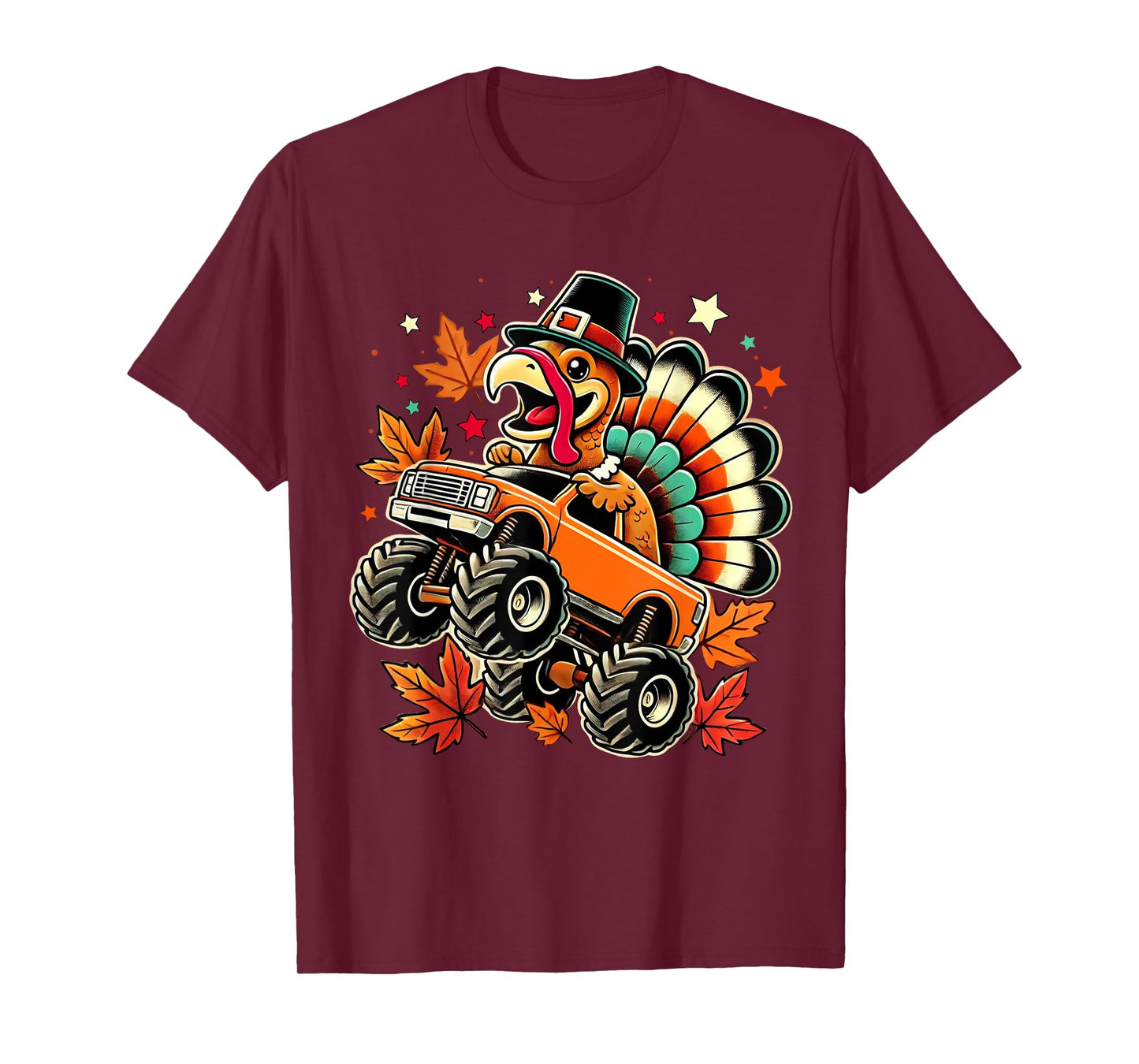 Funny Turkey Driving Monster Truck Thanksgiving Boys Toddler T-Shirt