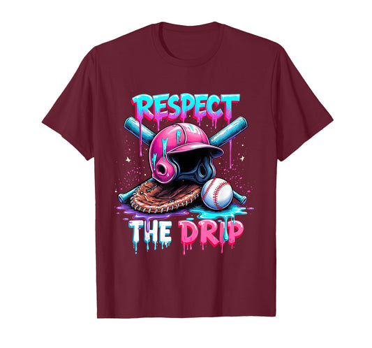 Respect The Drip Baseball Ice Cream Drip Vibes Squad T-Shirt