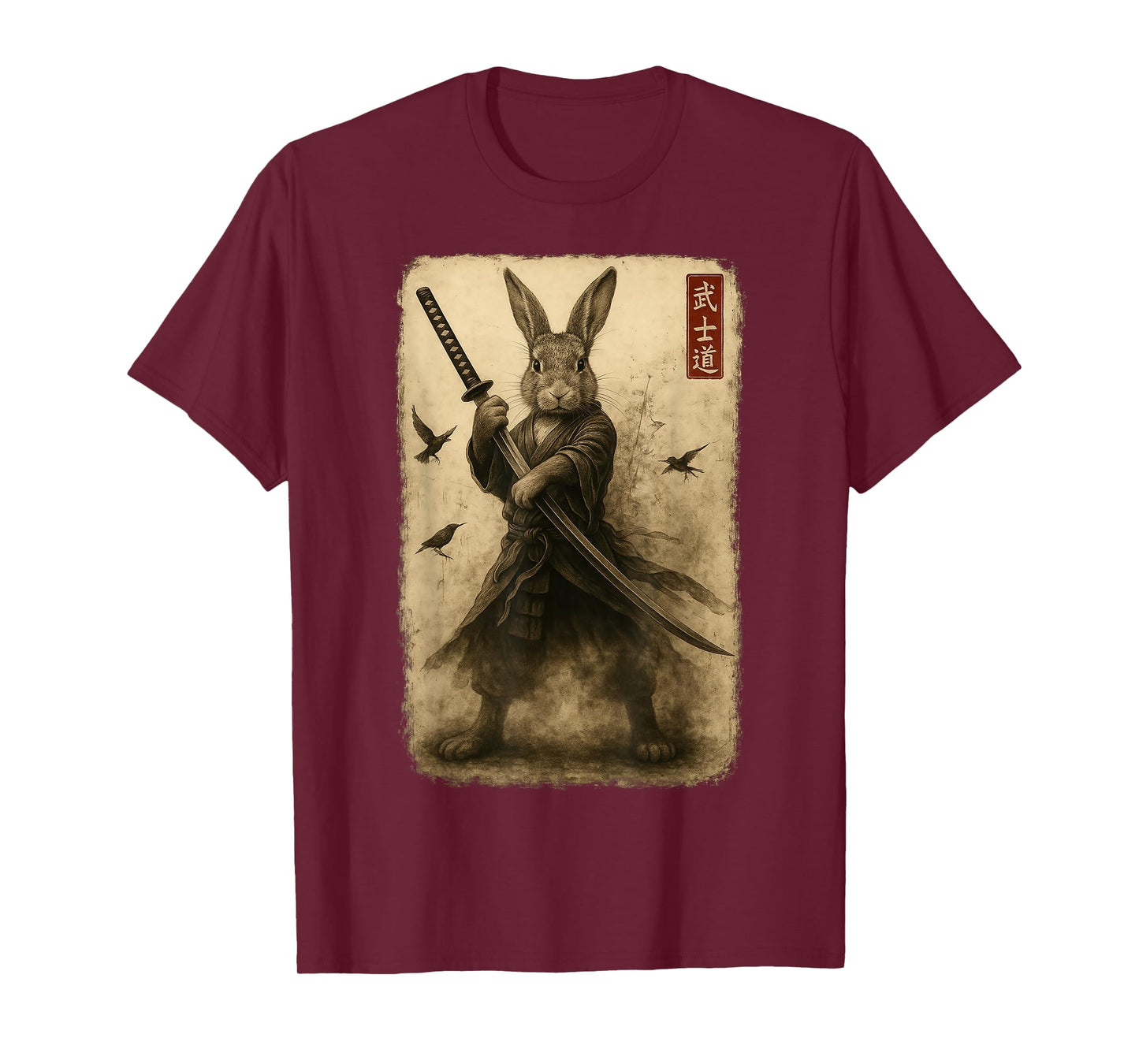 Samurai Bunny Japanese Art Rabbit Warrior Bushido Katana T-Shirt