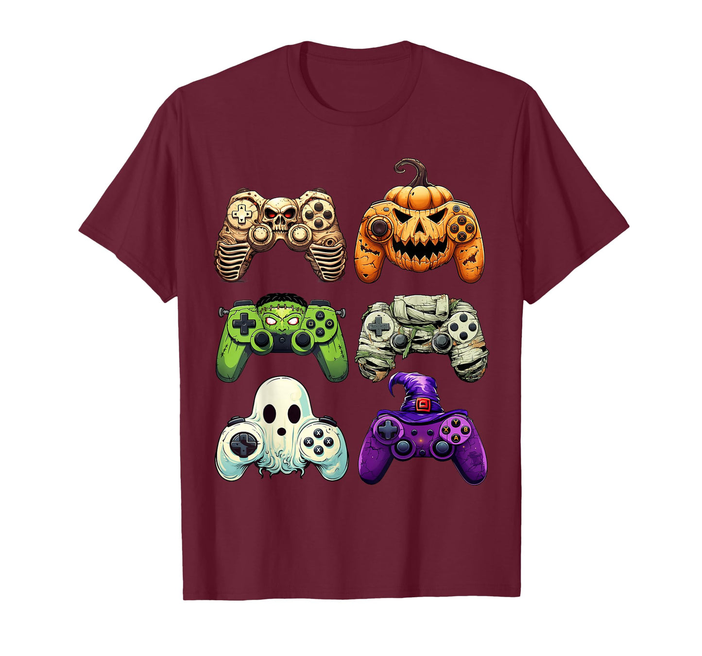 Halloween Skeleton Zombie Gaming Controllers Mummy Boys Kids T-Shirt