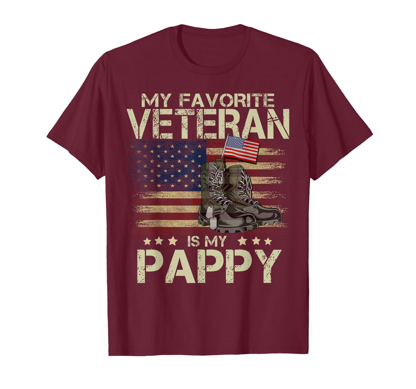 My Favorite Veteran Is My Pappy Shirt Flag & Military Boots T-Shirt