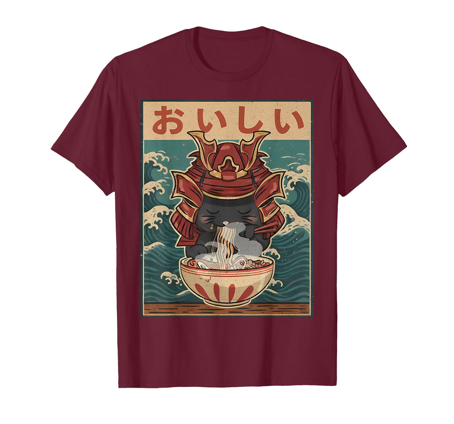 Cat Eating Ramen for Men Women Teens Girls Kawaii Anime T-Shirt