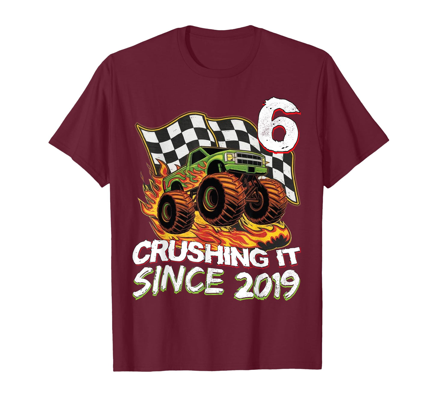 Birthday Monster Truck 6 year Old Boys 6th Party Born 2019 T-Shirt