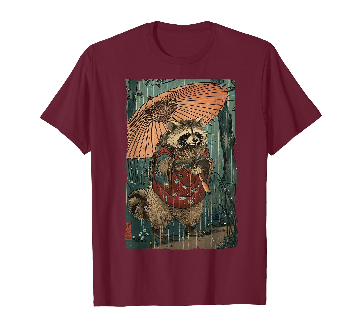 Rainy Day Raccoon: A Kimono-clad Delight T-Shirt