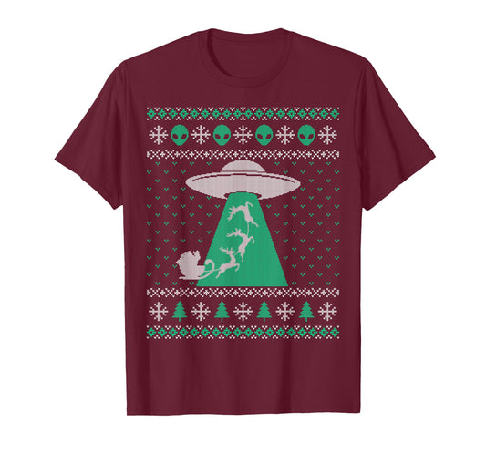 Ufo ugly Christmas sweater, alien santa ugly xmas sweater T-Shirt