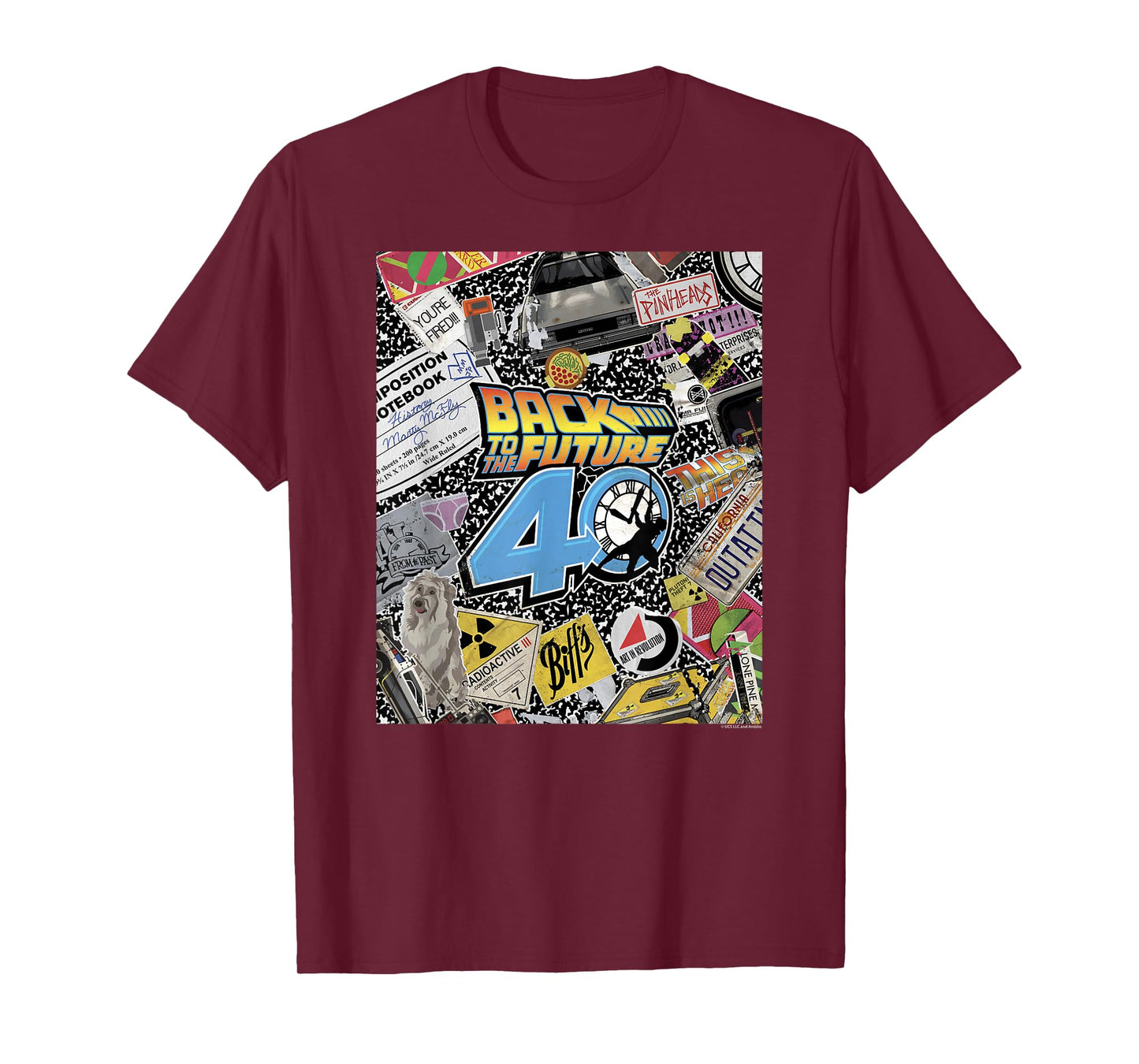 Back To The Future 40th Anniversary Sticker Collage T-Shirt