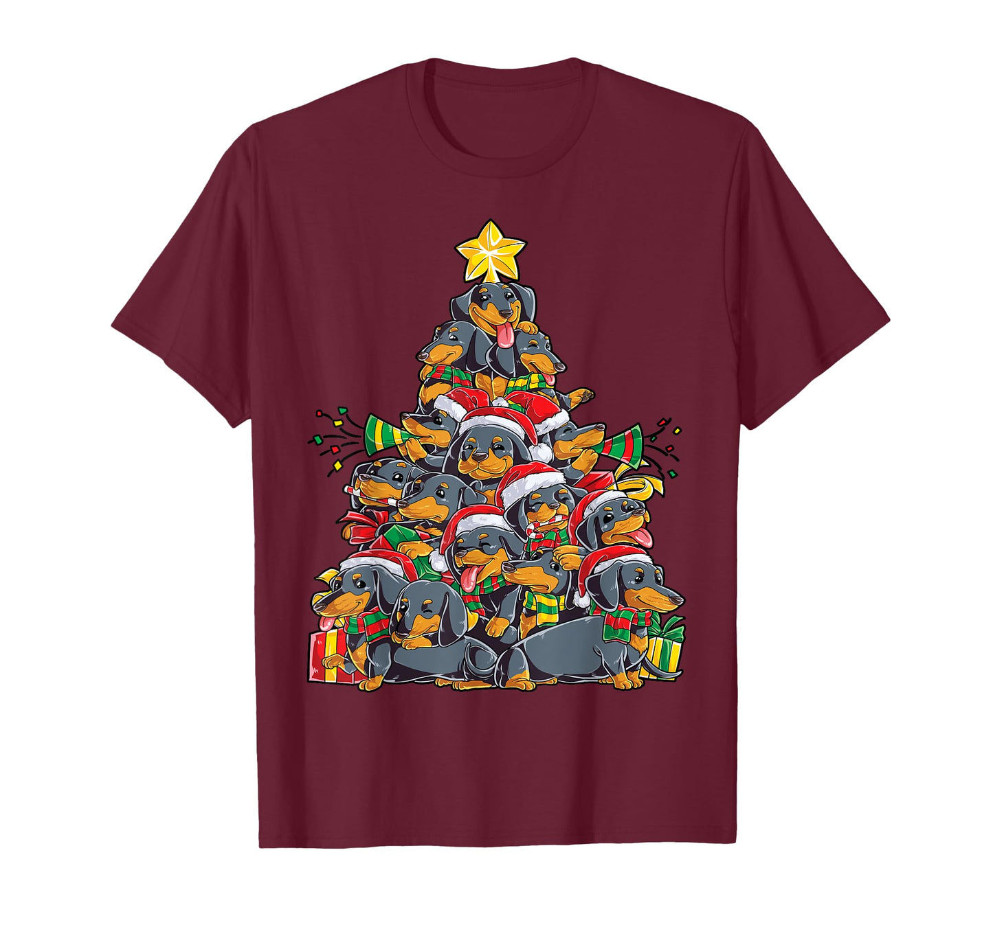 Dachshund Christmas Tree Dog Santa Xmas Boys Girls Dogmas T-Shirt