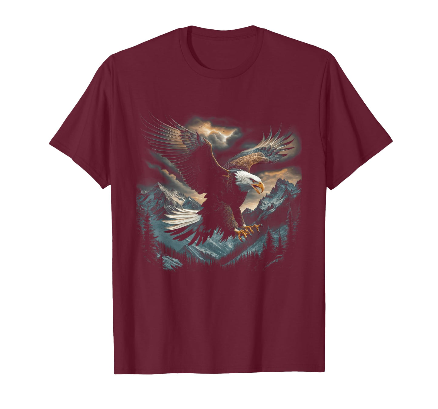 Bald Eagle Flying Across Mountains Forest American T-Shirt