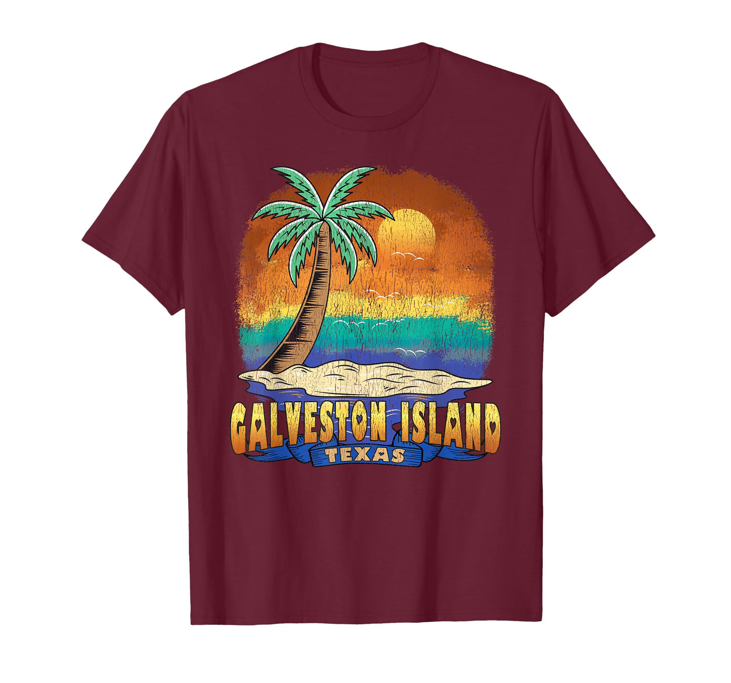 GALVESTON ISLAND TEXAS | Vintage Distressed Souvenir T-Shirt