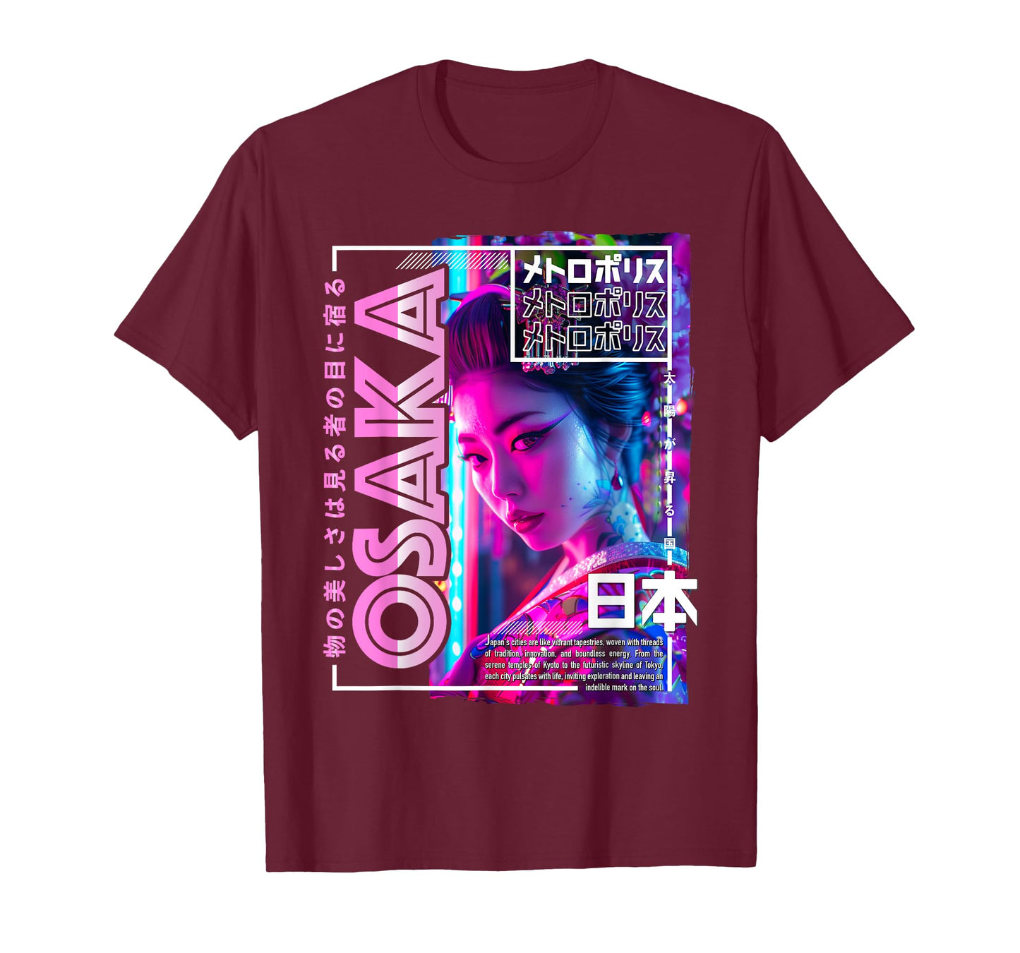 Osaka City 80s Synthwave Geisha Japan Osaka T-Shirt