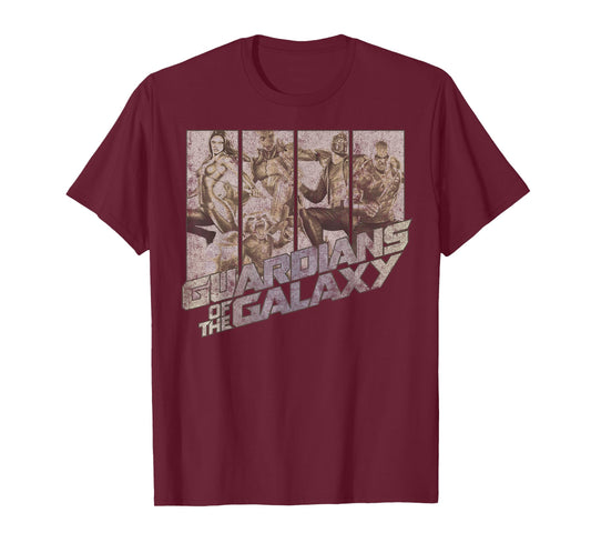 Marvel Guardians of The Galaxy Group Shot Distressed Panels T-Shirt