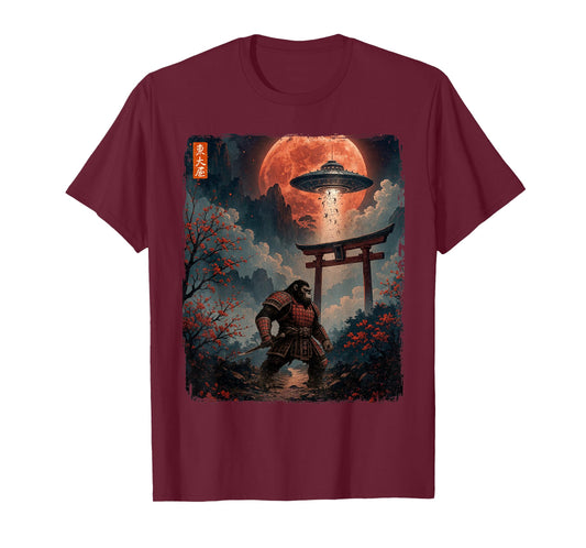 Samurai Bigfoot Japanese Vintage Graphic Ukiyo-e Art Funny T-Shirt