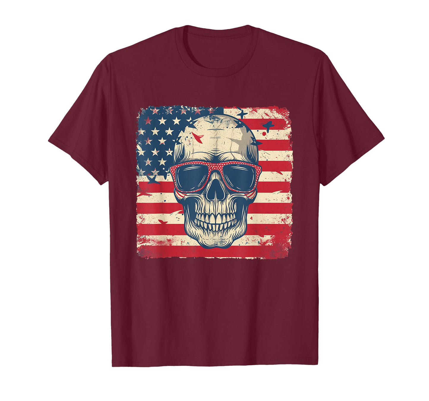 Patriotic 4th of July Shirt Skull Men Women Kids T-Shirt