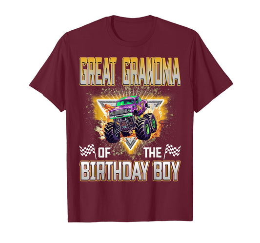 Great Grandma of The Birthday Boy Monster Truck Birthday T-Shirt