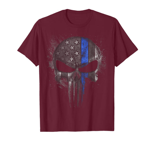 Thin Blue Line Skull T-Shirt