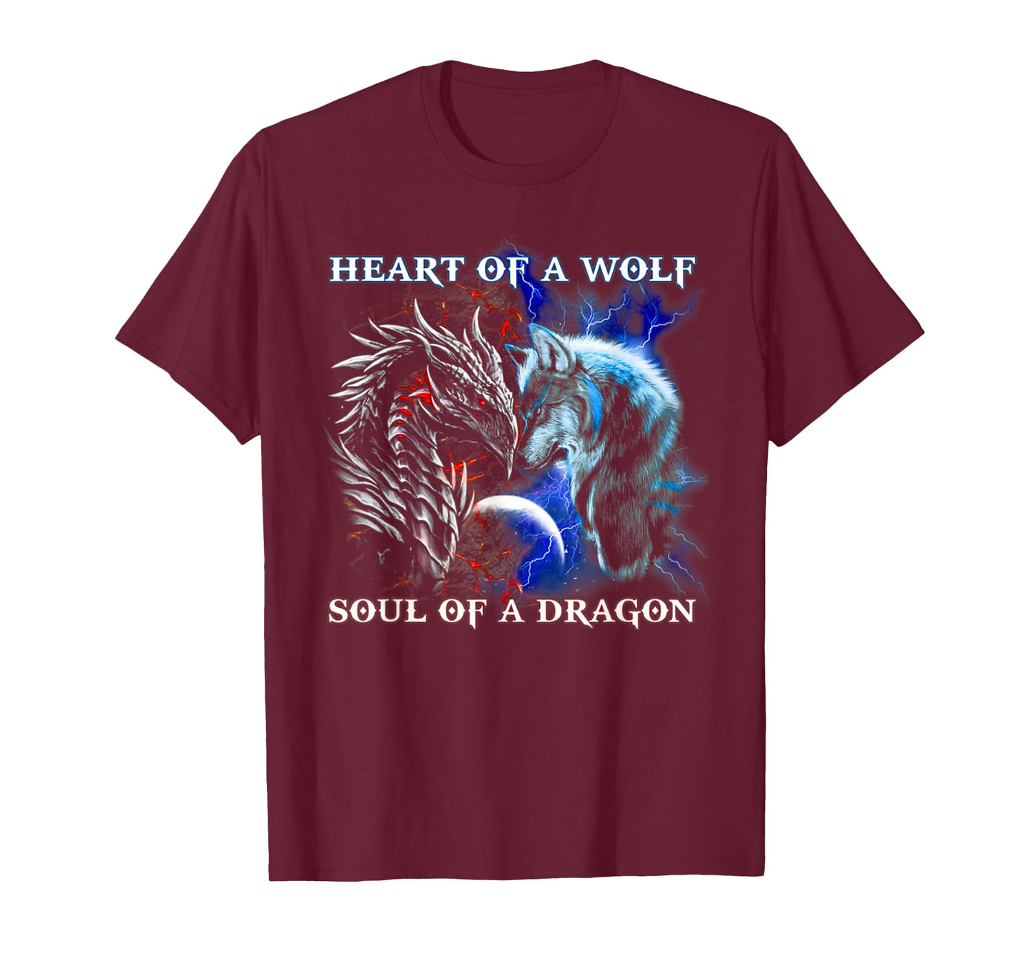 Heart of Wolf Soul of a Dragon - Cool Dragon - Wolf Warrior T-Shirt