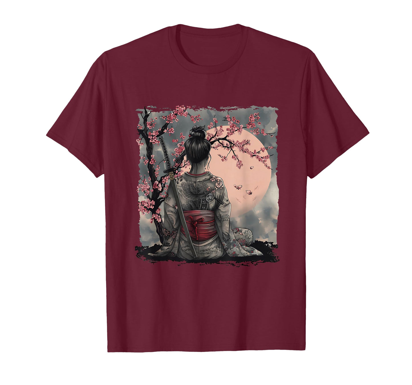 Japanese Geisha Japanese Samurai Girl Sakura Cherry Blossom T-Shirt