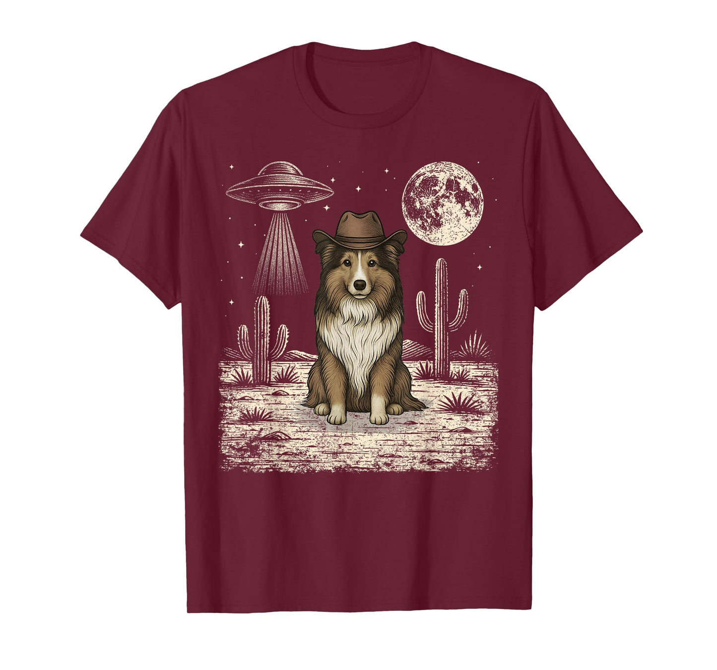 Funny Shetland Sheepdog Cowboy Western Dog UFO T-Shirt