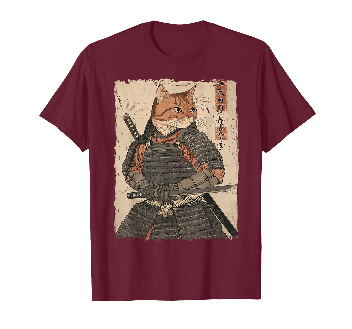 Samurai Cat Warrior Japanese Ukiyo-e Artwork Cat Samurai T-Shirt