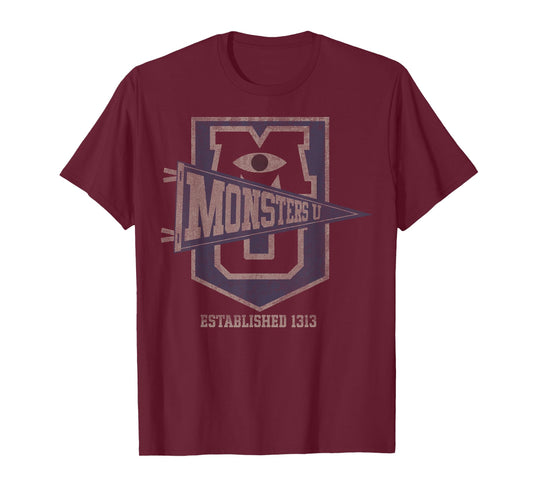 Disney Pixar Monsters University Vintage Collegiate MU Badge T-Shirt