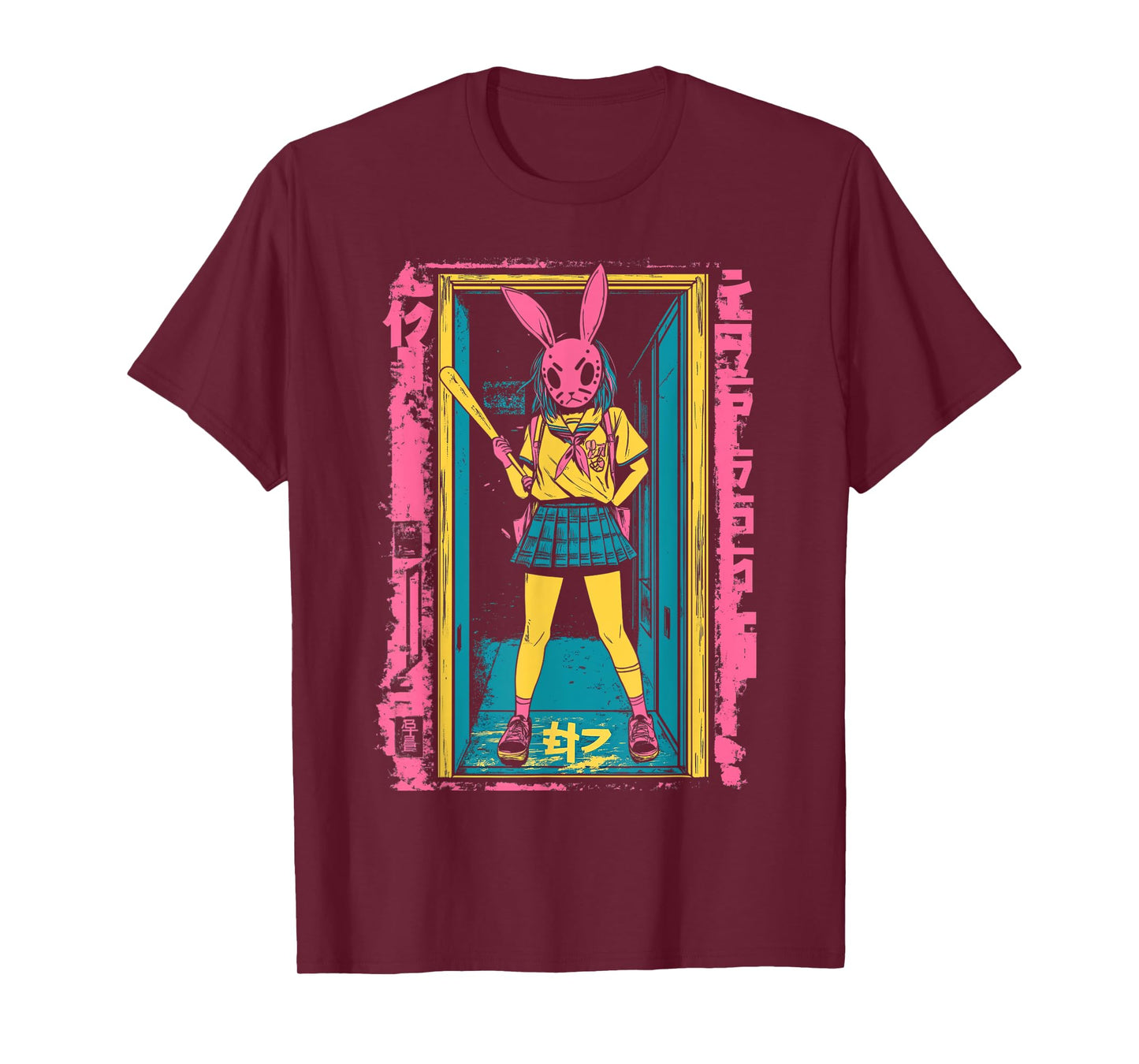 Creepy Girl Bunny Grunge Slasher Pastel Goth Anime Horror T-Shirt