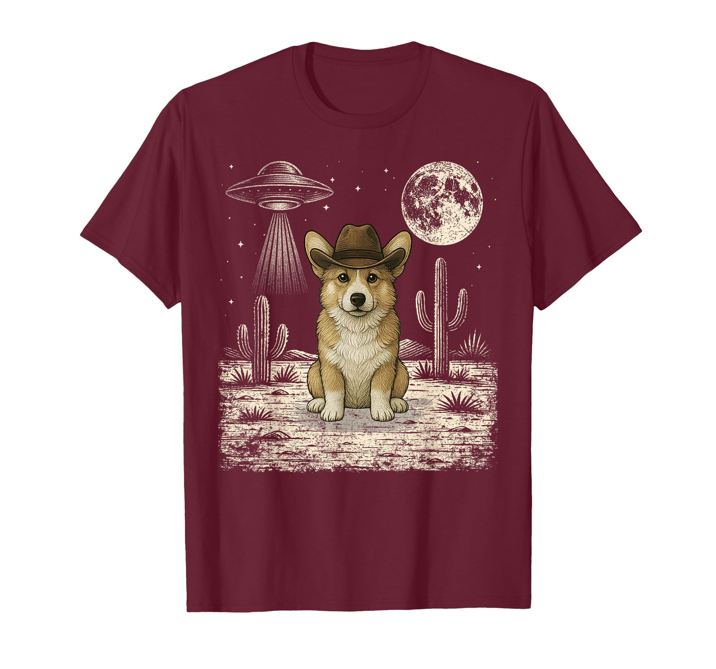 Funny Corgi Cowboy Western Dog UFO T-Shirt